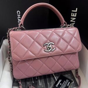 CHANEL Trendy CC Shoulder Bag Size Medium 25CM Lambskin Leather Pink